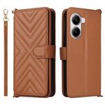 Custodia in pelle multifunzione con 6 slot per schede per Xiaomi Poco X7 Pro 5G / Redmi Turbo 4 con cinturino da polso (marrone)