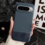 Custodia per telefono cellulare ibrida in PU con rivestimento in tessuto con cuciture MagSafe e magnetica per PC (blu scuro)