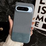 Custodia per telefono cellulare ibrida in PU con rivestimento in tessuto con cuciture MagSafe e magnete per PC (blu ciano)