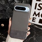 Custodia per telefono cellulare in PU ibrida con rivestimento in tessuto con cuciture MagSafe, magnetica e PC (grigio)
