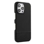 Custodia per iPhone 16 Pro in PU ibrida con rivestimento in tessuto con cuciture MagSafe e magnete per PC (nero)