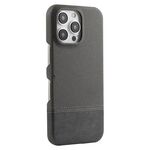 Custodia per iPhone 16 Pro in PU ibrida con rivestimento in tessuto con cuciture MagSafe e magnete per PC (grigio)