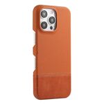 Custodia per iPhone 16 Pro in PU ibrida con rivestimento in tessuto con cuciture MagSafe e magnete per PC (marrone)