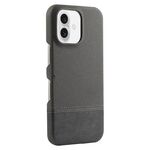 Custodia per iPhone 16 Plus in PU ibrida con rivestimento in tessuto con cuciture MagSafe e magnete per PC (grigio)