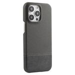Custodia per iPhone 14 Pro in PU ibrida con rivestimento in tessuto con cuciture MagSafe e magnete per PC (grigio)