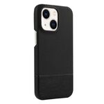 Custodia per iPhone 14 Plus / 15 Plus in PU ibrida con cerniera magnetica MagSafe in tessuto con cuciture (nero)