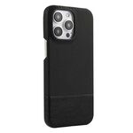 Custodia per iPhone 13 Pro Max in PU ibrida con rivestimento in tessuto con cuciture MagSafe e magnete per PC (nero)