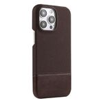 Custodia per iPhone 13 Pro in PU ibrida con rivestimento in tessuto con cuciture MagSafe e magnete per PC (marrone scuro)