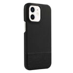 Custodia per iPhone 12/12 Pro in PU ibrida con rivestimento in tessuto con cuciture MagSafe e magnete per PC (nero)