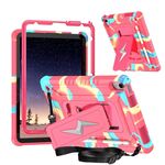 Custodia per tablet ibrida in silicone per iPad 2025/2022 con supporto a forma di bullone (rosa mimetica rossa)