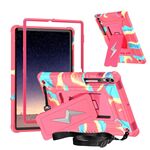 Custodia ibrida in silicone per tablet PC con supporto a forma di bullone per Samsung Galaxy Tab S10+ / S9+ (rosa mimetica rossa)