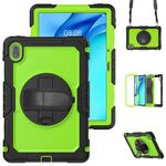 Custodia in silicone ibrido per tablet Huawei MatePad SE 11 2024 con tracolla (PC giallo verde)