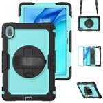 Custodia in silicone ibrido per tablet PC Huawei MatePad SE 11 2024 con tracolla (PC azzurro)