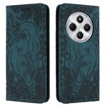 Custodia in pelle con stampa elefante retrò per Redmi 14C 4G (verde)