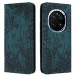 Custodia per telefono in pelle goffrata con motivo elefante retrò per Honor Magic7 Pro (verde)