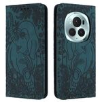 Custodia per telefono in pelle goffrata con motivo elefante retrò per Honor Magic6 Pro (verde)