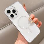 Custodia per telefono MagSafe trasparente per PC con mezza cornice per iPhone 16 Pro (bianca)