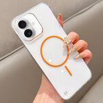 Custodia per telefono MagSafe trasparente per PC con mezza cornice per iPhone 16 Plus (arancione)