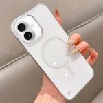 Custodia per telefono MagSafe trasparente per PC con mezza cornice per iPhone 16 (bianca)