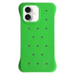 Custodia antiurto per iPhone 16 Plus in PC con fori di colore solido e dissipazione del calore (verde)