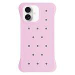 Custodia antiurto per iPhone 16 in PC con fori di colore solido e dissipazione del calore (rosa)