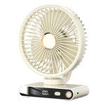 Ventilatore da tavolo con luce notturna, display digitale intelligente a LED F6, 5 velocità, colore: bianco base