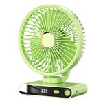 Ventilatore da tavolo con luce notturna, display digitale intelligente a LED F6, 5 velocità, colore: verde con testa tremante