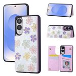 Custodia antifurto RFID con doppia fibbia stampata per Samsung Galaxy S25 Edge 5G (fiori in fiore)