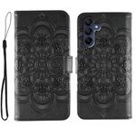 Custodia in pelle con motivo in rilievo Sun Mandala per Samsung Galaxy S25+ / S24+ 5G (nera)