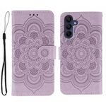 Custodia in pelle con motivo in rilievo Sun Mandala per Samsung Galaxy S25+ / S24+ 5G (viola)
