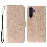 Custodia in pelle con motivo in rilievo Sun Mandala per Samsung Galaxy S25 / S24 5G (oro rosa)