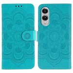 Custodia in pelle con motivo a rilievo Sun Mandala per Samsung Galaxy S25 Edge 5G (blu)