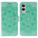 Custodia in pelle con motivo a rilievo Sun Mandala per Samsung Galaxy S25 Edge 5G (verde)