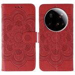 Custodia in pelle con motivo a rilievo Mandala per Xiaomi 15 Ultra Sun (rosso)