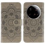 Custodia in pelle con motivo a rilievo Mandala per Xiaomi 15 Ultra Sun (grigio)