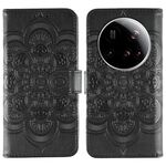 Custodia in pelle con motivo a rilievo Mandala per Xiaomi 15 Ultra Sun (nera)