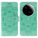 Custodia in pelle con motivo a rilievo Mandala per Xiaomi 15 Ultra Sun (verde)