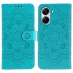 Custodia in pelle per telefono con motivo in rilievo Sun Mandala per Xiaomi Poco X7 Pro (blu)