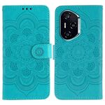 Custodia in pelle per telefono con motivo in rilievo Mandala solare per Honor 400 (blu)