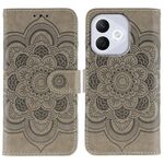 Custodia in pelle con motivo in rilievo Mandala solare per Honor 400 Lite (grigio)