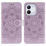 Custodia in pelle per telefono cellulare con motivo in rilievo Mandala solare per Honor 400 Lite (viola)