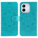 Custodia in pelle per telefono cellulare con motivo in rilievo Mandala solare per Honor 400 Lite (blu)