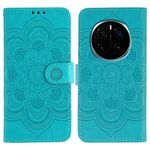 Custodia in pelle per telefono Honor Magic7 Pro con motivo a rilievo Sun Mandala (blu)
