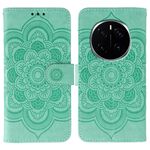 Custodia in pelle per telefono Honor Magic7 Pro con motivo a rilievo Sun Mandala (verde)