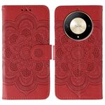 Custodia in pelle per telefono con motivo in rilievo Sun Mandala per Honor X9b / X50 / Magic6 Lite / X50 GT (rosso)