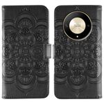 Custodia in pelle per telefono con motivo in rilievo Sun Mandala per Honor X9b / X50 / Magic6 Lite / X50 GT (nero)