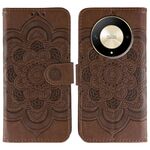 Custodia in pelle per telefono cellulare con motivo in rilievo Sun Mandala per Honor X9b / X50 / Magic6 Lite / X50 GT (marrone)