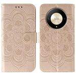 Custodia in pelle per telefono cellulare con motivo in rilievo Sun Mandala per Honor X9b / X50 / Magic6 Lite / X50 GT (oro rosa)