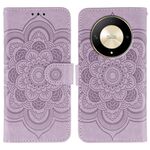 Custodia in pelle per telefono con motivo in rilievo Sun Mandala per Honor X9b / X50 / Magic6 Lite / X50 GT (viola)