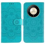 Custodia in pelle per telefono con motivo in rilievo Sun Mandala per Honor X9b / X50 / Magic6 Lite / X50 GT (blu)